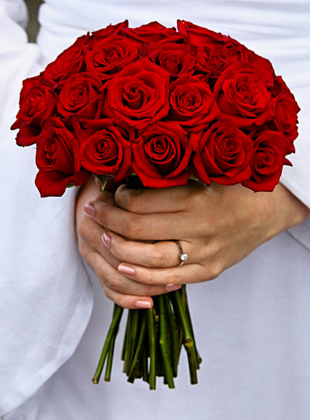 Wedding bouquet of red roses