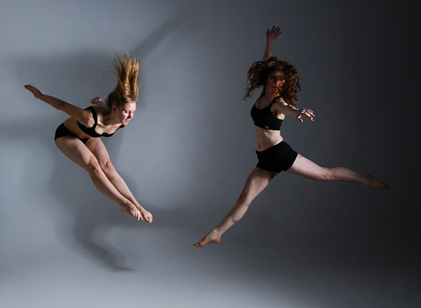 Contemporary Dancers, in the air