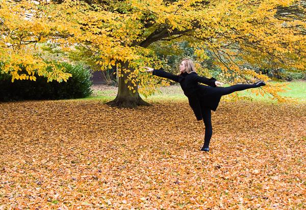 Ballet Dancer in Autumn Leaves